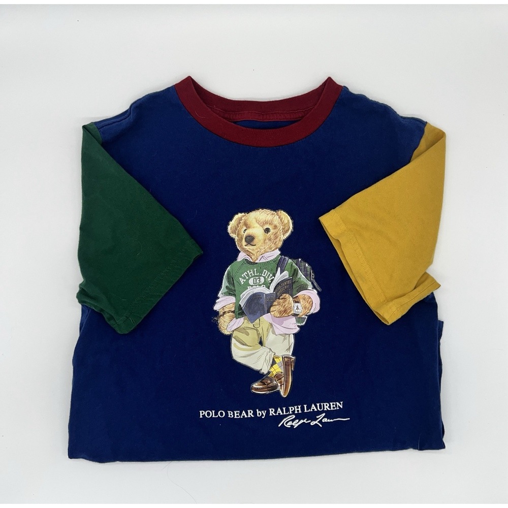 Polo Bear Ralph Lauren T-Shirt Youth Medium‎ 10-12 Multicolor Basketball Polo RL